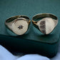 VINTAGE 9K GOLD DIAMOND STARBURST SIGNET RING