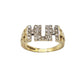 Vintage 9K Gold Mum  ring- pave capital letters with cubic zirconia stones, textured band