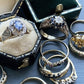 VINTAGE 9K GOLD DIAMOND & SAPPHIRE CLUSTER RING