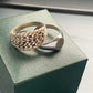 VINTAGE STERLING SILVER OVAL STRIPE TEXTURED SIGNET RING