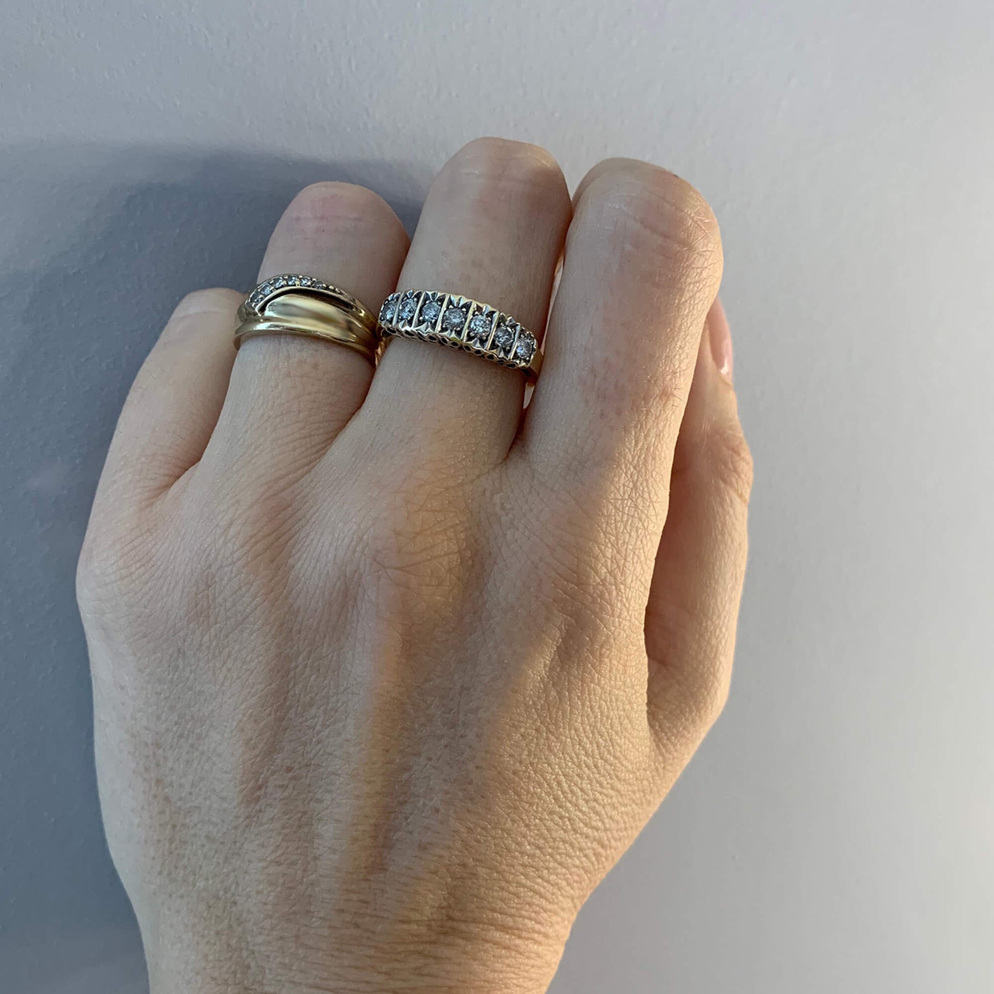VINTAGE 9K GOLD DIAMOND WRAP RING PAWNSHOP