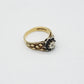 VINTAGE 9K GOLD DIAMOND & SAPPHIRE CLUSTER RING