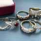 VINTAGE 9K GOLD DIAMOND BAMBOO RING
