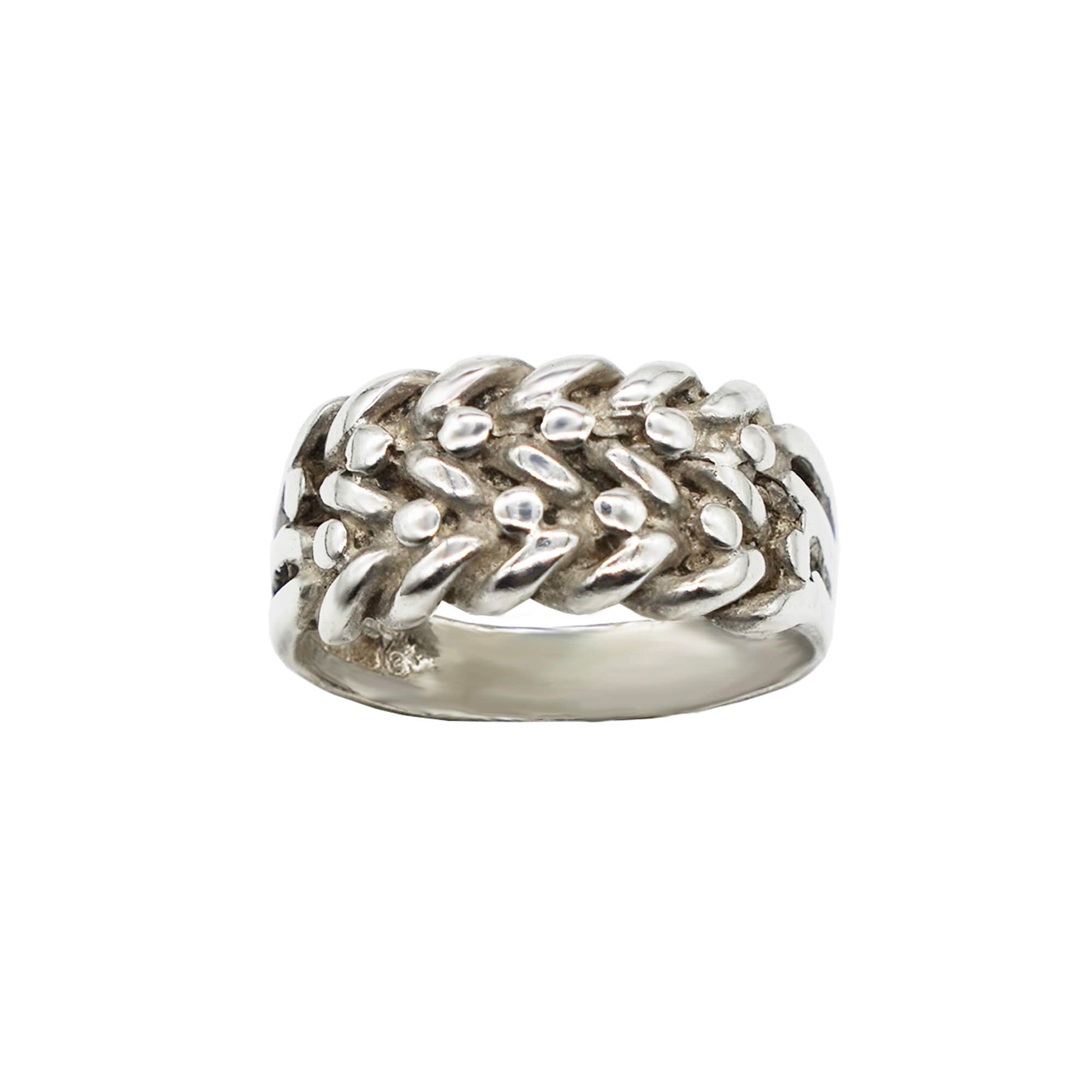 vintage sterling silver weave style keeper ring.