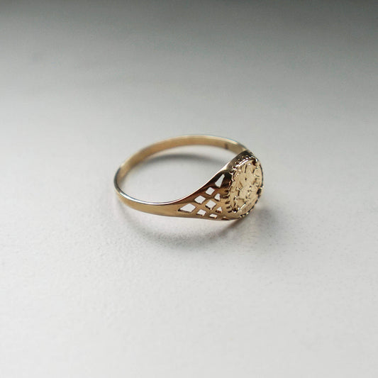 VINTAGE 9K GOLD ST. GEORGE SIGNET PINKY RING